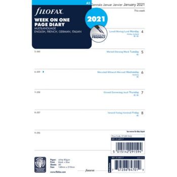 SPARE CALENDAR 4LANG 2022 A4 WEEK ON 1 PAGE FILOFAX
