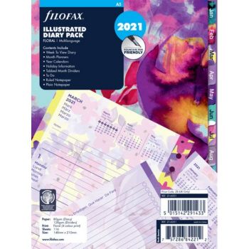 SPARE CALENDAR ENGLISH 2022 A5 FLORAL PACK WEEK ON 2 PAGES FILOFAX