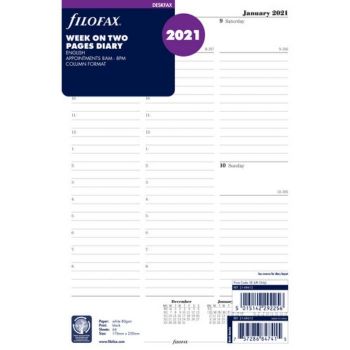 SPARE CALENDAR ENGLISH 2022 DESKFAX WEEK ON 2 PAGES FILOFAX