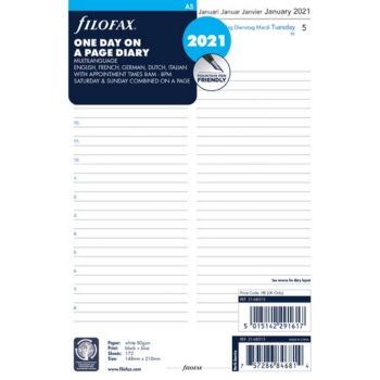 SPARE CALENDAR ENGLISH 2022 DAILY BUSINESS FILOFAX