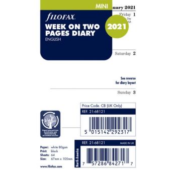SPARE CALENDAR ENGLISH 2022 MINI WEEK ON 1 PAGES FILOFAX