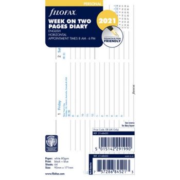 SPARE CALENDAR ENGLISH 2022 PERS WEEK ON 2 PAGES HORIZONTAL FILOFAX