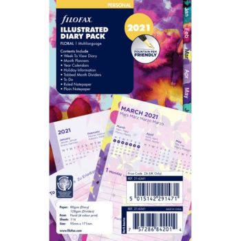 SPARE CALENDAR ENGLISH 2022 PERS FLORAL PACK WEEK ON 2 PAGES FILOFAX