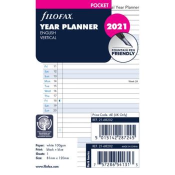 SPARE CALENDAR ENGLISH 2022 PKT VERTICAL YEAR PLANNER FILOFAX