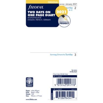 SPARE CALENDAR ENG/FRN/GER 2022 PERS 2 DAYS /PAGE FILOFAX