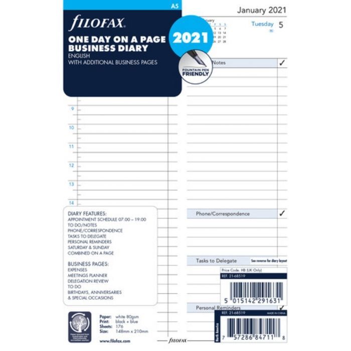 SPARE CALENDAR ENGLISH 2022 DAILY APPTS FILOFAX
